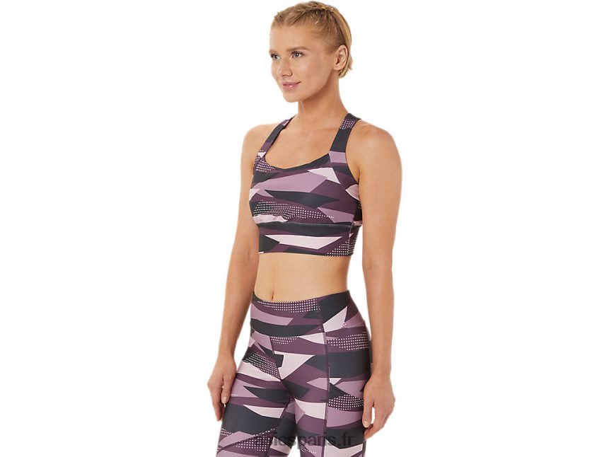 femmes Asics nouveau soutien-gorge imprimé strong 92 BXL8B23337 imprimé à peine rose