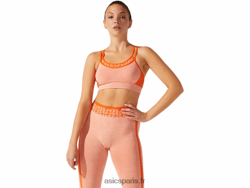 femmes Asics soutien-gorge crop à logo BXL8B23927 souci orange/pêche soleil