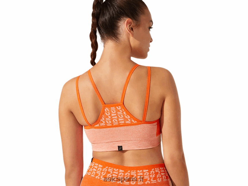 femmes Asics soutien-gorge crop à logo BXL8B23927 souci orange/pêche soleil