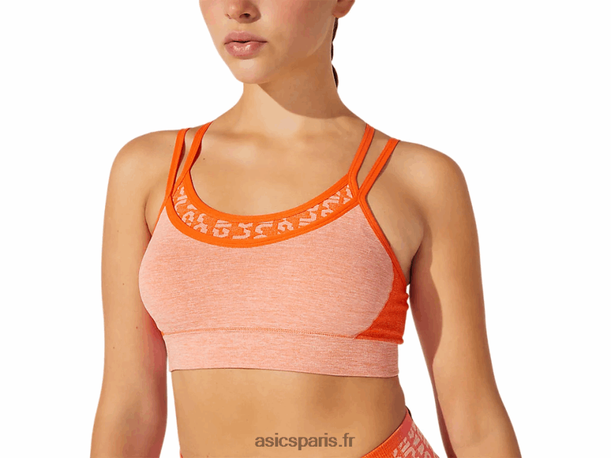 femmes Asics soutien-gorge crop à logo BXL8B23927 souci orange/pêche soleil
