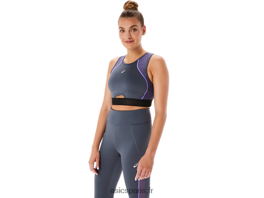 femmes Asics soutien-gorge d\'entraînement à empiècement en mesh BXL8B22289 transporteur gris