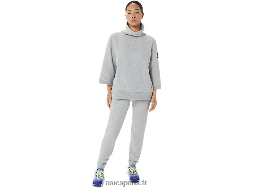 femmes Asics dimanche polaire capot lam BXL8B23308 gris clair chiné