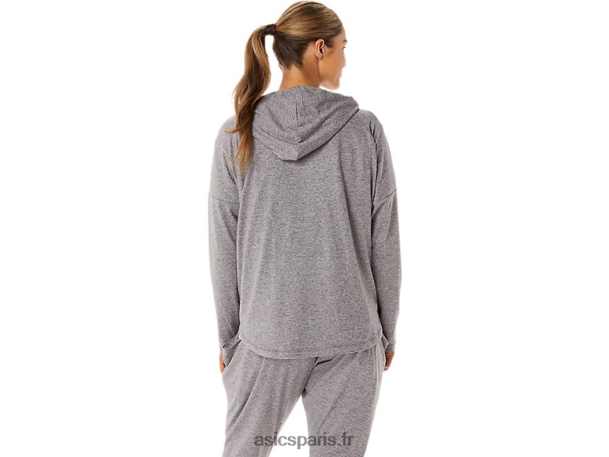 femmes Asics sweat à capuche entièrement zippé en maille stretch douce BXL8B22937 bruyère fumée