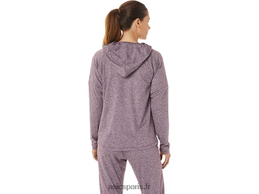 femmes Asics sweat à capuche entièrement zippé en maille stretch douce BXL8B22939 bruyère mars profonde