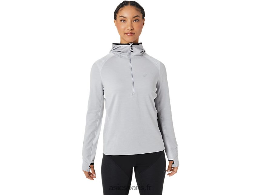 femmes Asics sweat à capuche à manches longues pour la course d'hiver BXL8B22764 gris glacier chiné/noir
