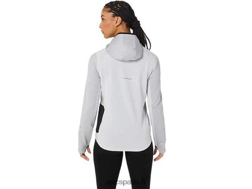 femmes Asics sweat à capuche à manches longues pour la course d\'hiver BXL8B22764 gris glacier chiné/noir