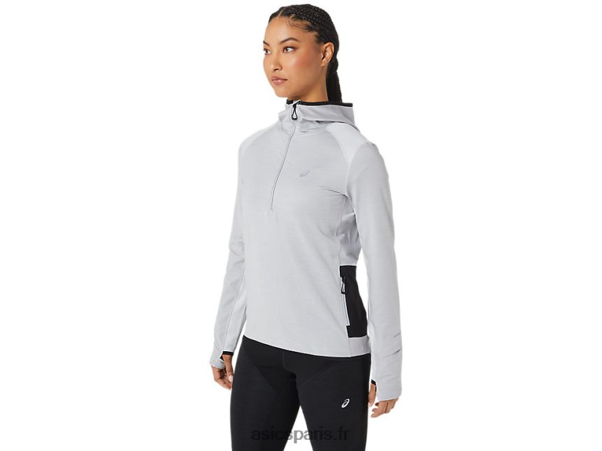femmes Asics sweat à capuche à manches longues pour la course d\'hiver BXL8B22764 gris glacier chiné/noir