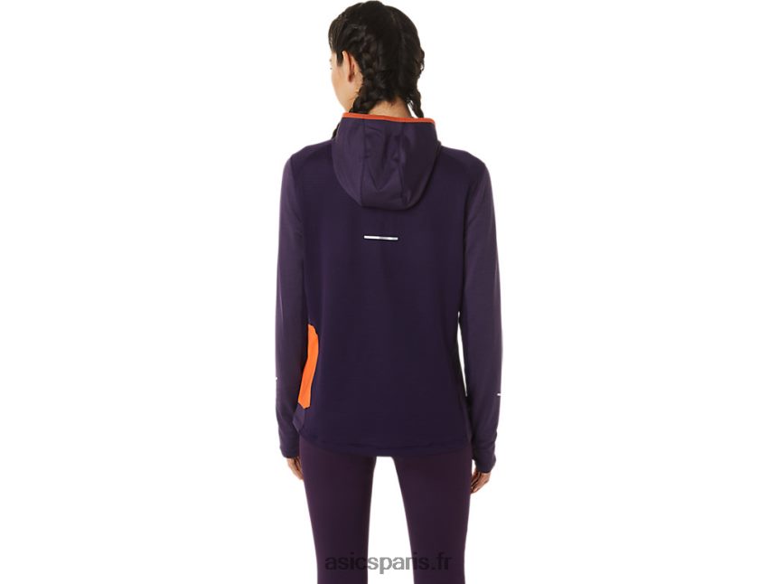femmes Asics sweat à capuche à manches longues pour la course d\'hiver BXL8B22791 night shade heather/nova orange