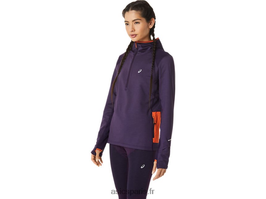 femmes Asics sweat à capuche à manches longues pour la course d\'hiver BXL8B22791 night shade heather/nova orange