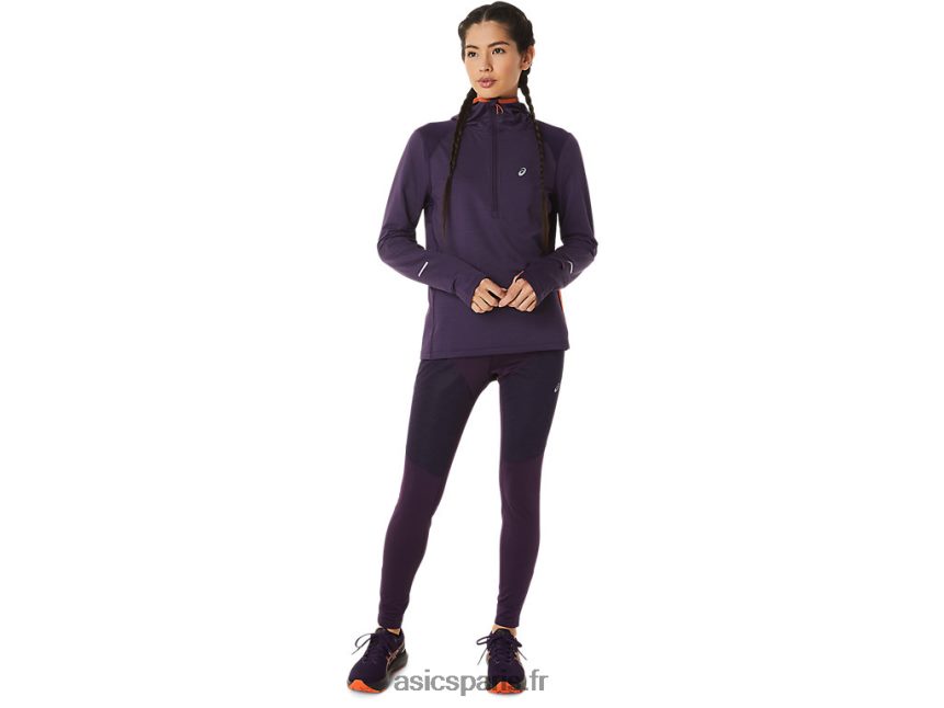 femmes Asics sweat à capuche à manches longues pour la course d\'hiver BXL8B22791 night shade heather/nova orange