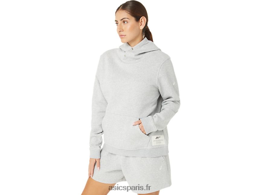 femmes Asics sweat à capuche polaire sunday sana BXL8B22178 gris clair chiné