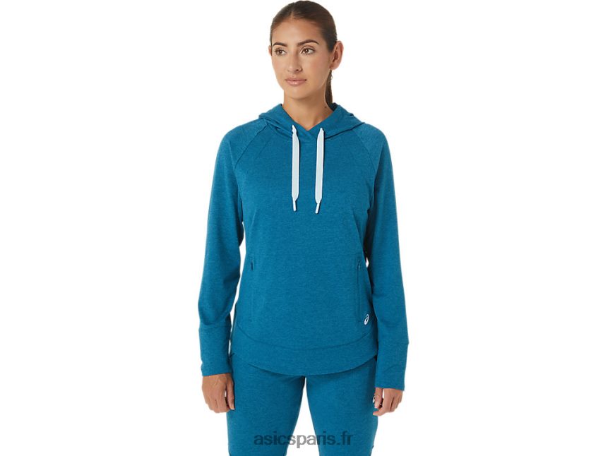 femmes Asics sweat à capuche technique BXL8B22809 Teinture spatiale sarcelle d'eau profonde