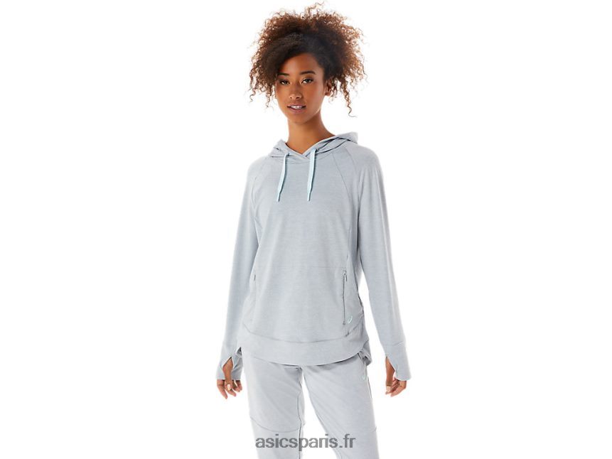 femmes Asics sweat à capuche technique BXL8B23289 gris piémont spacedye/sauge
