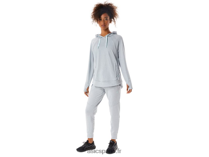 femmes Asics sweat à capuche technique BXL8B23289 gris piémont spacedye/sauge