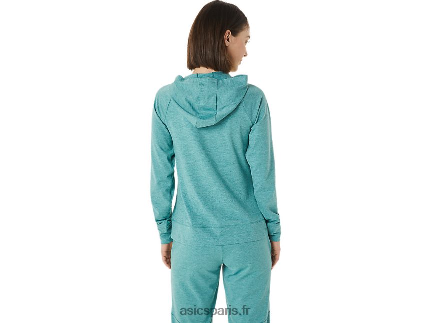 femmes Asics sweat à capuche technique entièrement zippé BXL8B23265 teinture par espacement de sauge
