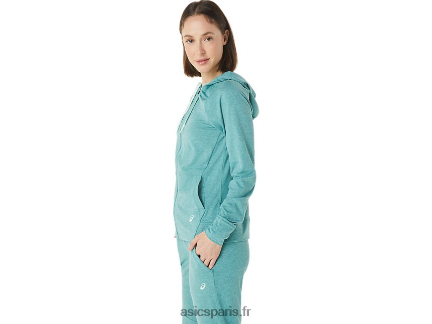 femmes Asics sweat à capuche technique entièrement zippé BXL8B23265 teinture par espacement de sauge