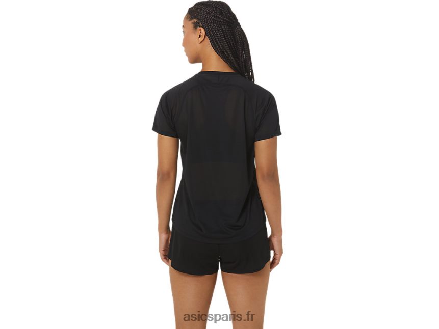 femmes Asics cj-line haut léger à manches courtes BXL8B22337 performance noir/murmure vert