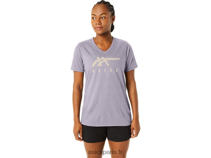 femmes Asics col v à rayures BXL8B22263 violette du crépuscule