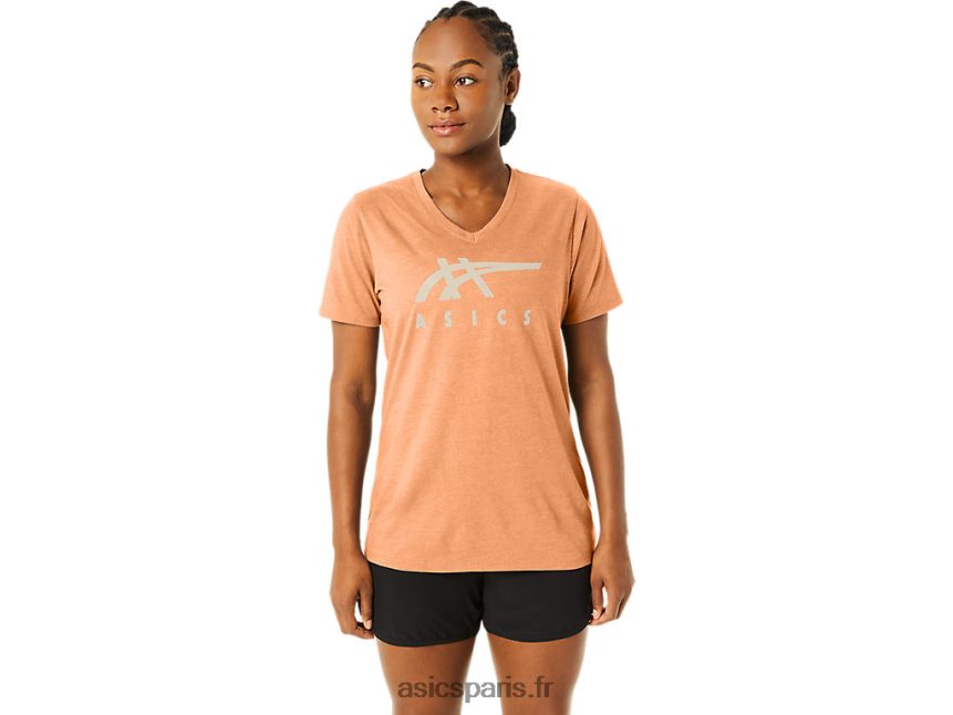 femmes Asics col v à rayures BXL8B22349 dune d'été