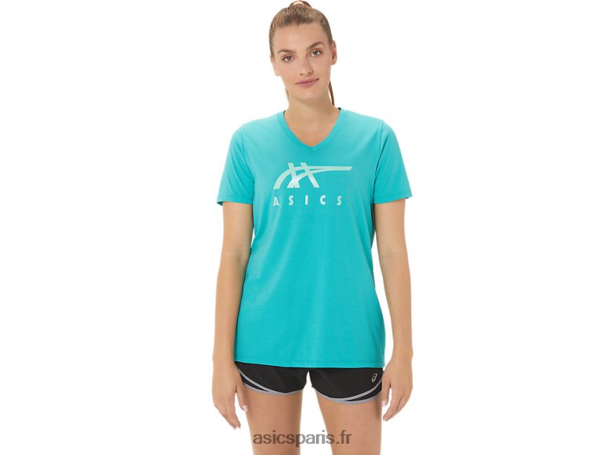 femmes Asics col v à rayures BXL8B22970 verre de mer