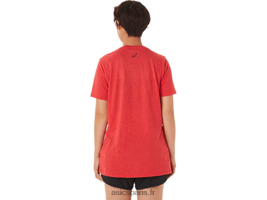 femmes Asics col v à rayures BXL8B23422 bruyère rouge classique