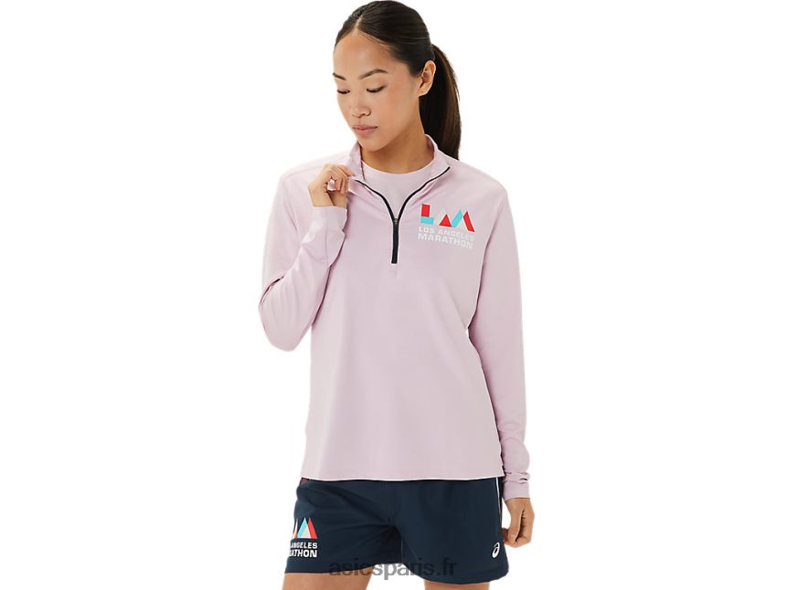 femmes Asics demi-fermeture éclair prête à l'emploi BXL8B23316 légèrement rose/bleu français