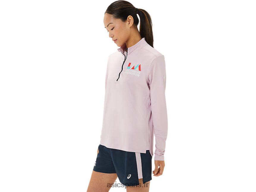 femmes Asics demi-fermeture éclair prête à l\'emploi BXL8B23316 légèrement rose/bleu français