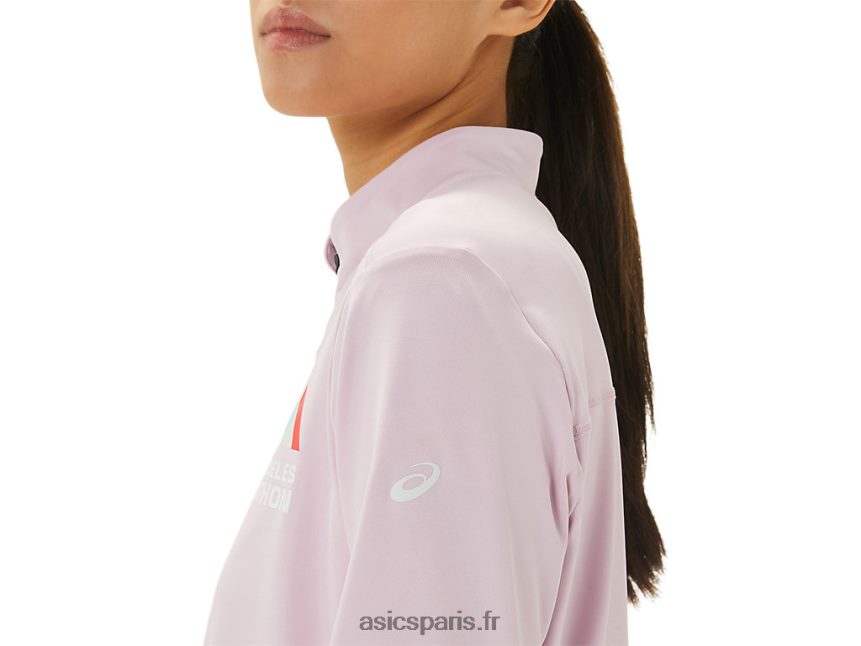 femmes Asics demi-fermeture éclair prête à l\'emploi BXL8B23316 légèrement rose/bleu français