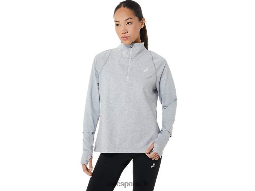 femmes Asics demi-zip thermopolis BXL8B22920 gris clair chiné