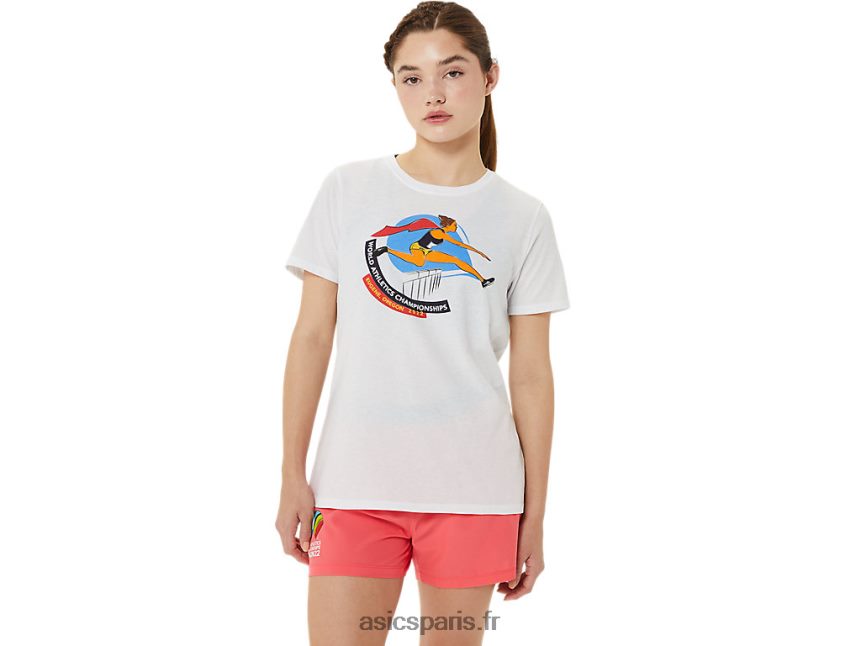 femmes Asics graphique manches courtes wch BXL8B23215 blanc brillant