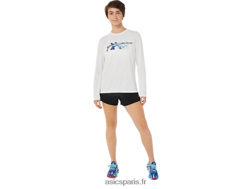 femmes Asics graphique à manches longues ready-set ii BXL8B23609 blanc brillant