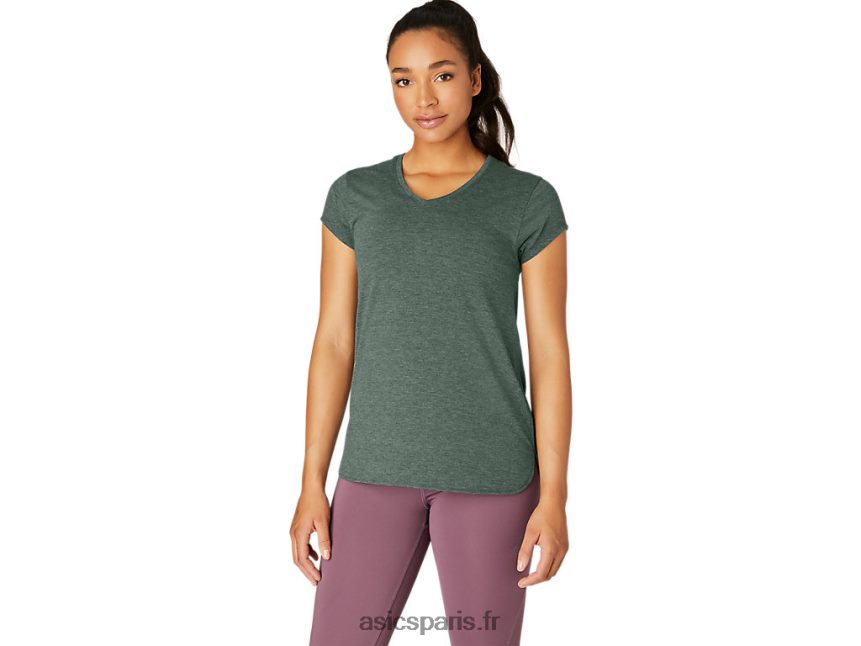 femmes Asics haut chiné à col en v BXL8B22159 bruyère de lierre