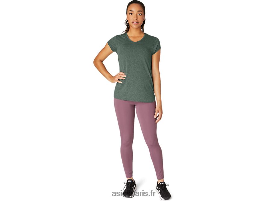 femmes Asics haut chiné à col en v BXL8B22159 bruyère de lierre