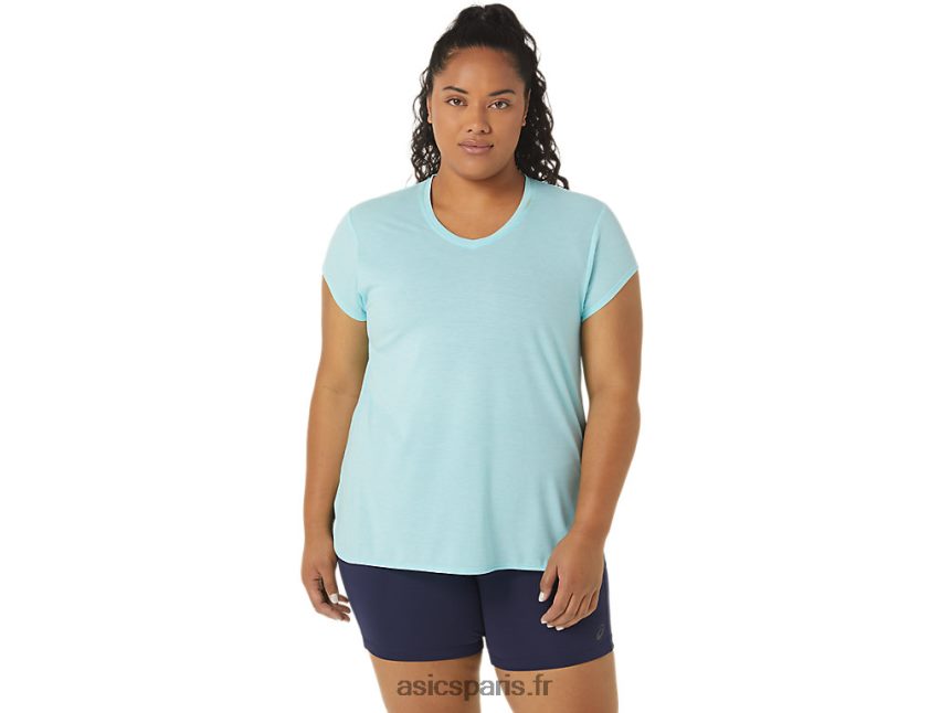 femmes Asics haut chiné à col en v BXL8B23403 bruyère bleu clair
