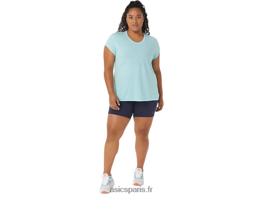 femmes Asics haut chiné à col en v BXL8B23403 bruyère bleu clair