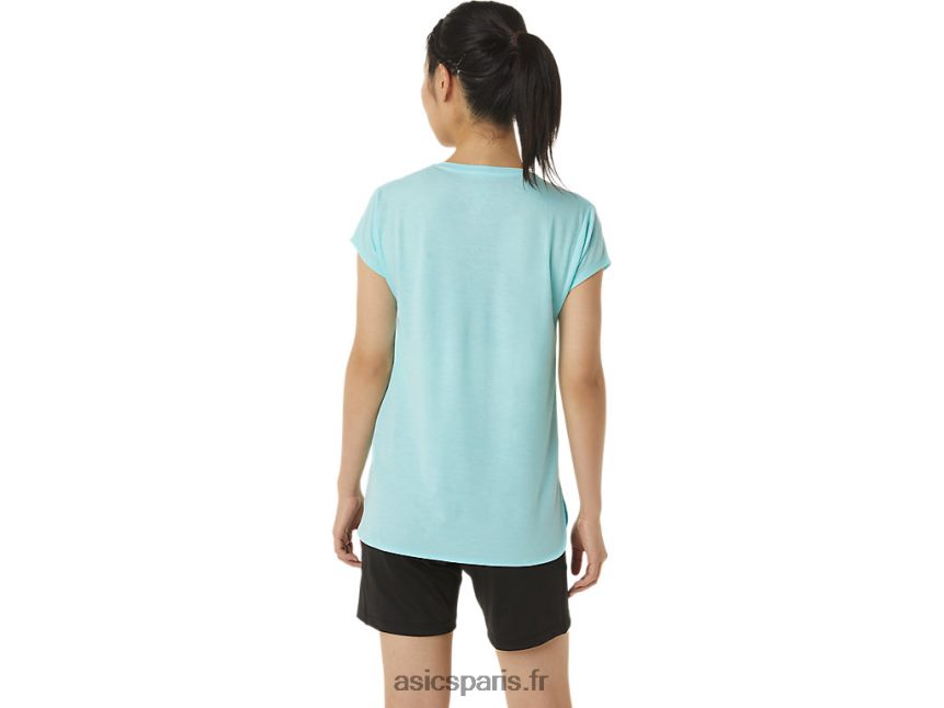 femmes Asics haut chiné à col en v BXL8B23403 bruyère bleu clair