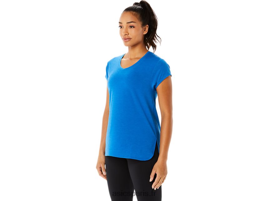femmes Asics haut chiné à col en v BXL8B23410 bruyère du lac
