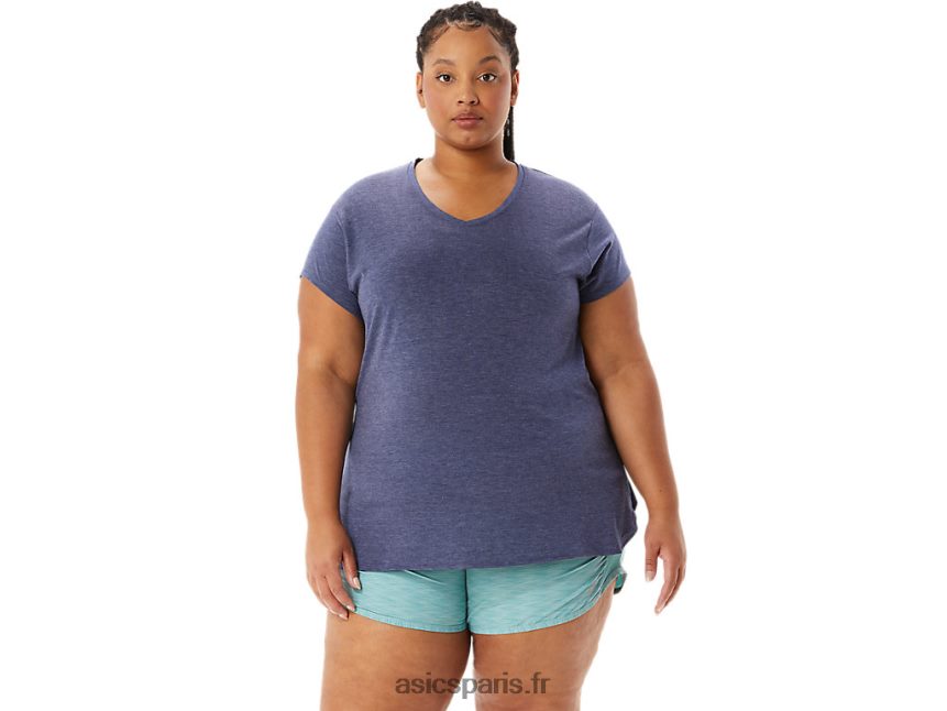 femmes Asics haut chiné à col en v BXL8B23921 bruyère caban