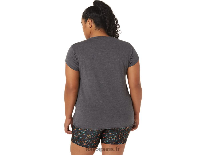 femmes Asics haut chiné à col en v BXL8B24092 chiné gris foncé