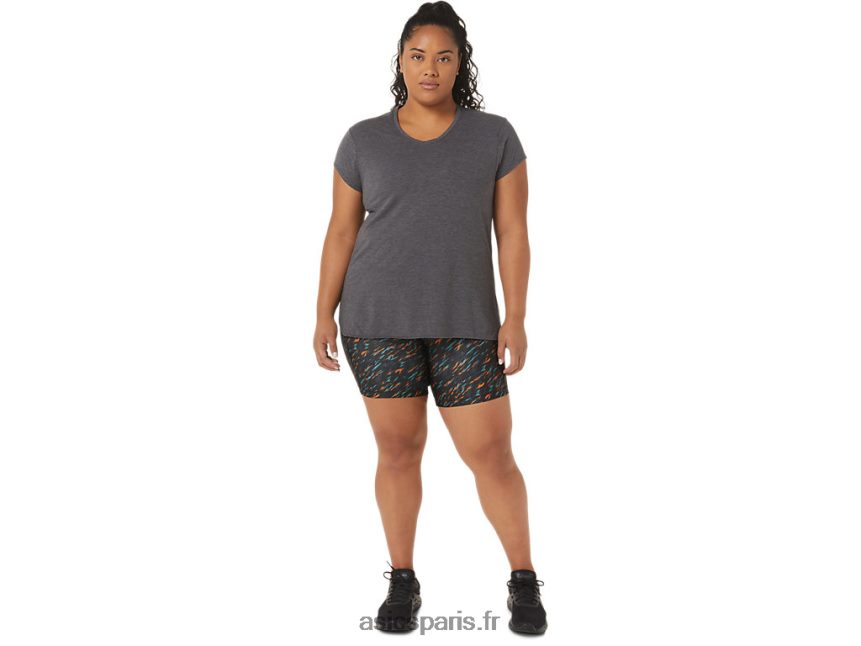 femmes Asics haut chiné à col en v BXL8B24092 chiné gris foncé