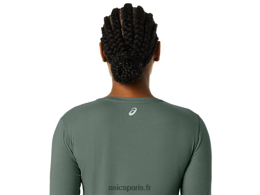 femmes Asics haut chiné à manches longues BXL8B22176 bruyère de lierre
