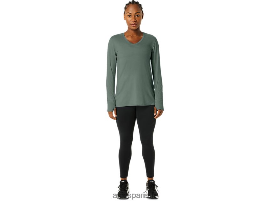 femmes Asics haut chiné à manches longues BXL8B22176 bruyère de lierre