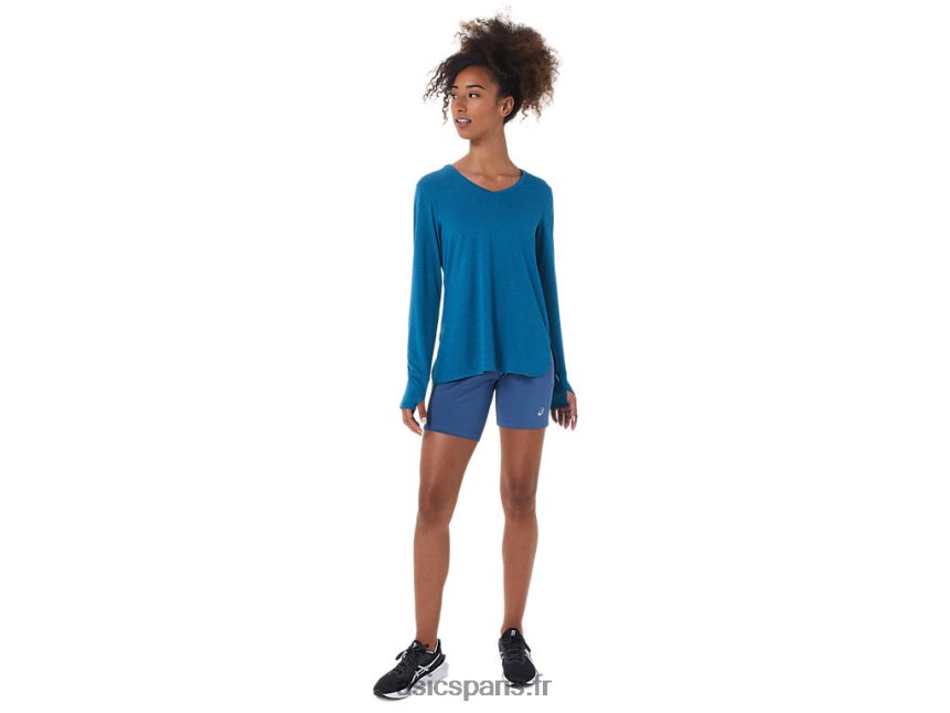 femmes Asics haut chiné à manches longues BXL8B22795 bruyère sarcelle d\'eau profonde