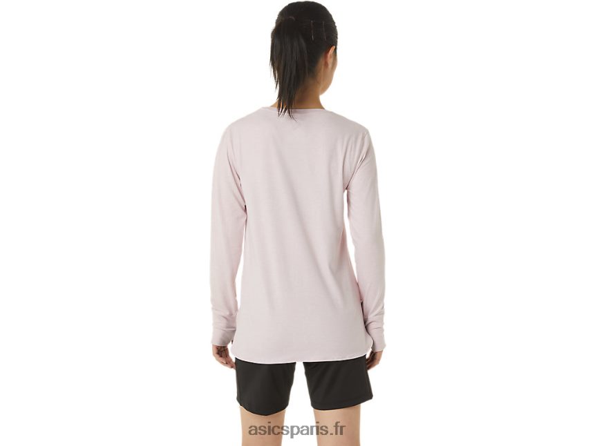 femmes Asics haut chiné à manches longues BXL8B23273 bruyère à peine rose