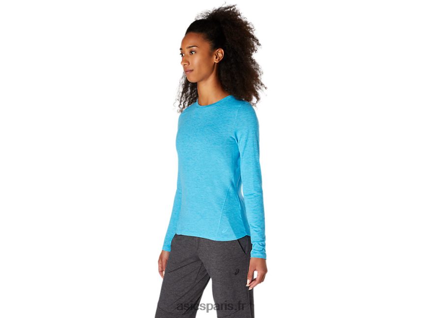 femmes Asics haut chiné à manches longues BXL8B24117 aqua numérique
