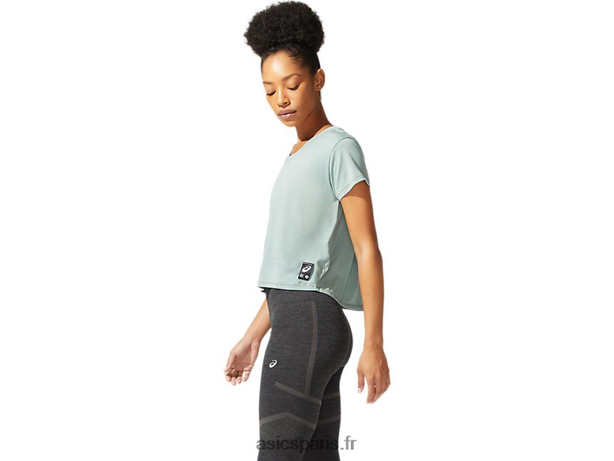 femmes Asics haut court à manches courtes sakura BXL8B23977 gris ardoise