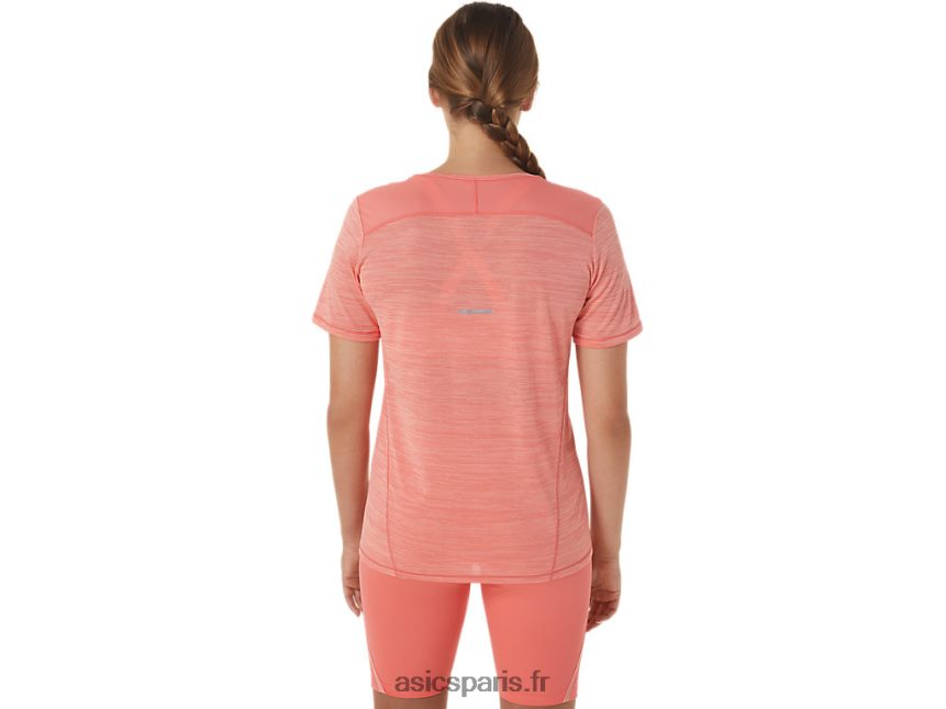 femmes Asics haut de course à manches courtes et col v BXL8B22295 papaye/goyave