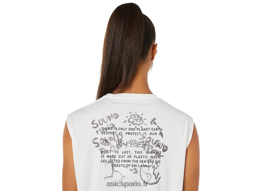 femmes Asics haut de la piste des déchets océaniques BXL8B23483 blanc naturel