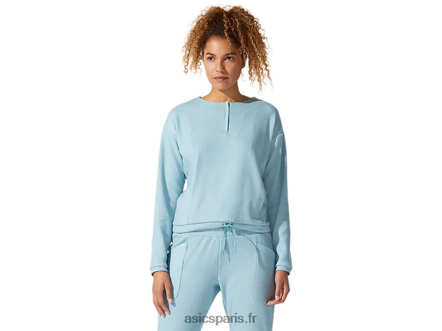femmes Asics haut en molleton stretch doux BXL8B24053 fumée bleue