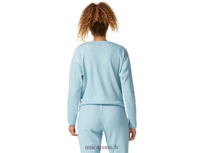 femmes Asics haut en molleton stretch doux BXL8B24053 fumée bleue